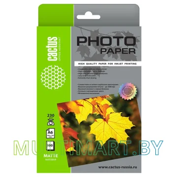 Фотобумага CACTUS Матовая 10x15 230 г/м2 100 листов CS-MA6230100